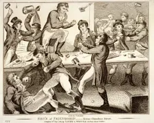 Sons of Friendship-Scene Chandois Street London, 1870. Artist: Anon