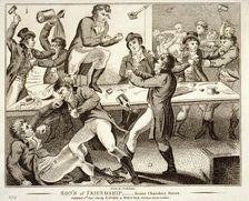 Sons of Friendship-Scene Chandois Street London, 1870. Artist: Anon