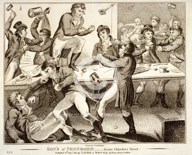 'Sons of Friendship-Scene Chandois Street', London, 1870. Artist: Anon