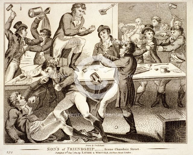 'Sons of Friendship-Scene Chandois Street', London, 1870. Artist: Anon