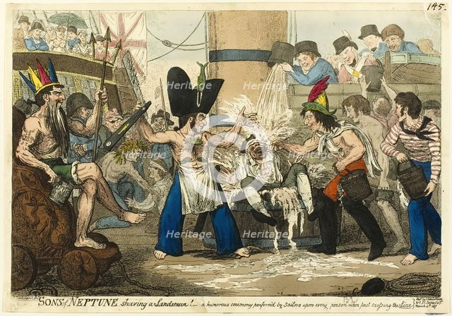 Sons of Neptune Shaving a Landsman!, published March 4, 1817. Creator: Isaac Robert Cruikshank.