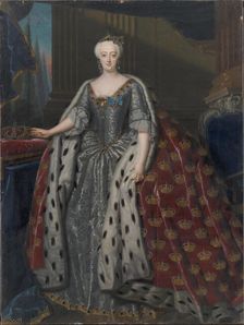 Sophie Magdalene of Brandenburg-Kulmbach (1700-1770), queen of Denmark and Norway, 1739. Creator: Møller, Andreas (1684-1752)