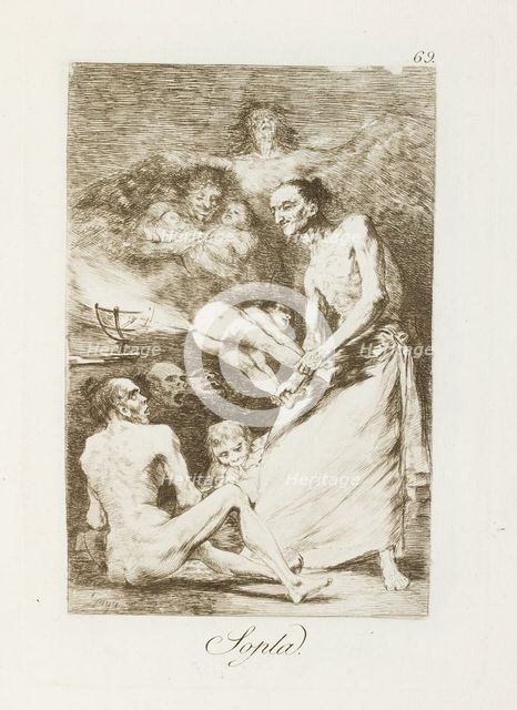 Sopla.; Los Caprichos, pl.69, 1799. Creator: Francisco Goya.