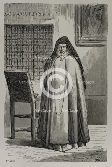 Sor Patrocinio, so-called also known as "the nun of the wounds" (1811-1891), Spanish nun..., 1879. Creators: Tomas Padro Pedret, Jose Gomez.