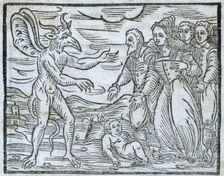 Sorcerers presenting a child to the devil, 1608. Creator: Unknown