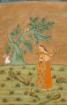 Sorathi Ragini, Wife of Megha Mallar Raga, Folio from a Ragamala (Garland of Melodies), c1750. Creator: Unknown