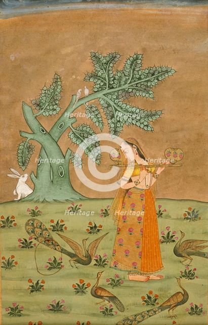 Sorathi Ragini, Wife of Megha Mallar Raga, Folio from a Ragamala (Garland of Melodies), c1750. Creator: Unknown.