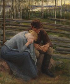 Sorrow, variation of the illustration for the poem At the Fair of Vernamo; Sorrow, 1894. Creator: Albert Edelfelt