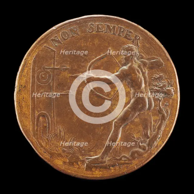 Sorra Shooting at a Mark [reverse], 1561. Creator: Antonio Abondio.