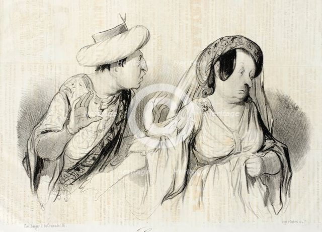 Sortez!...(Bajazet), 1841. Creator: Honore Daumier.