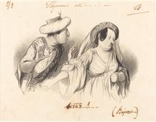 Sortez!... (Bajazet), 1841. Creator: Honore Daumier