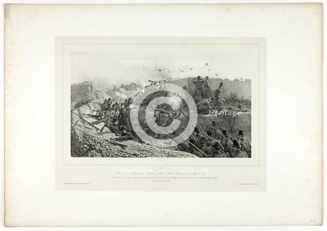 Sortie of the Roman garrison..., from Souvenirs d’Italie: Expédition de Rome, 1854. Creator: Auguste Raffet.