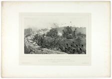 Sortie of the Roman garrison..., from Souvenirs d’Italie: Expédition de Rome, 1854. Creator: Auguste Raffet