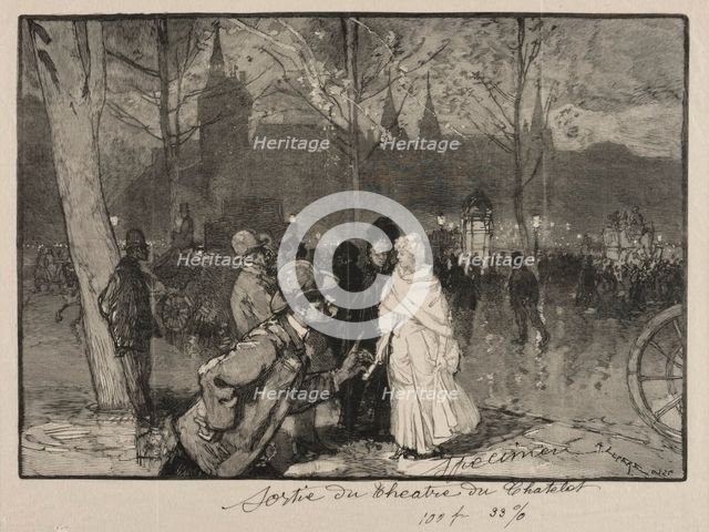 Sortie du Théâtre du Chatelet. Creator: Auguste Louis Lepère (French, 1849-1918).