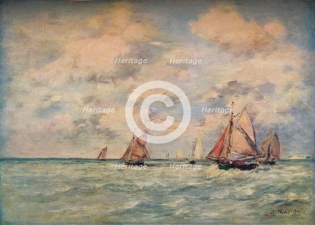 'Sortie Des Barques A Trouville', 19th century. Artist: Eugene Louis Boudin.