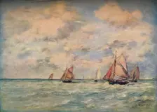 Sortie Des Barques A Trouville 19th century. Artist: Eugene Louis Boudin
