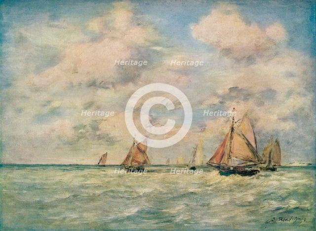 'Sortie Des Barques A Trouville', 19th century. Artist: Eugene Louis Boudin.