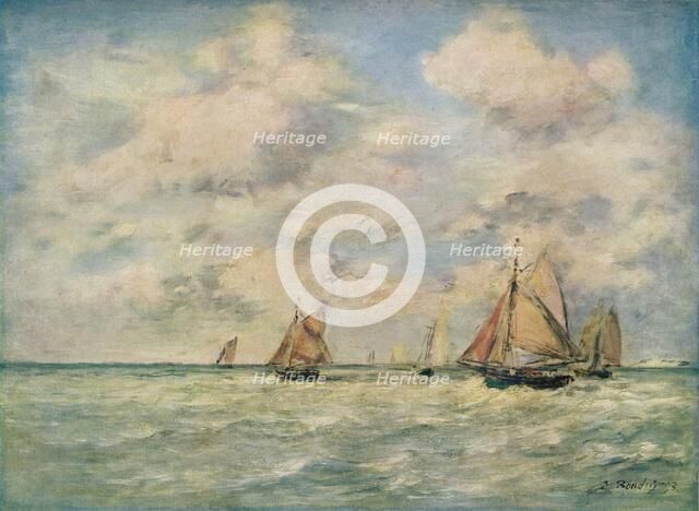 'Sortie Des Barques A Trouville', 19th century. Artist: Eugene Louis Boudin.