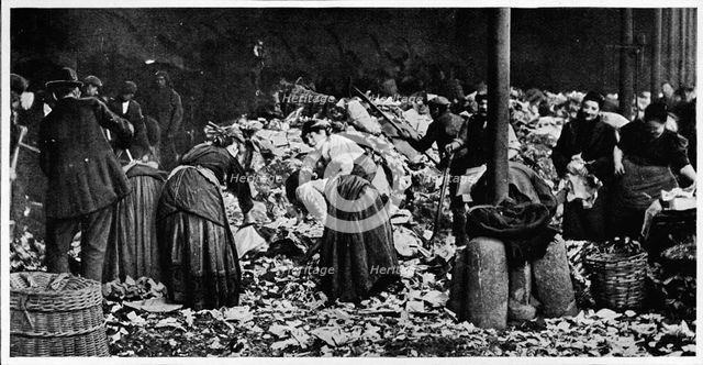 Sorting a dust heap at a County Council Depot, London, c1850 (1903). Artist: Unknown.