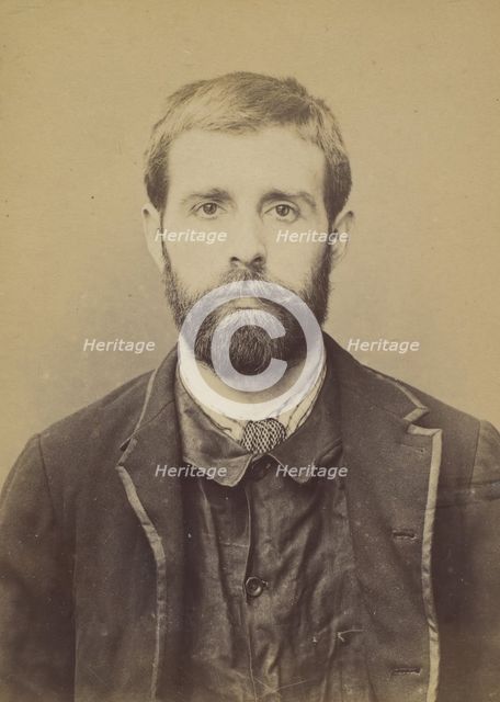 Sost. Edmond. 30 ans, né à Serqueux (Seine-Inférieure) le 15/11/64. Ciseleur. Anarchiste. ..., 1894. Creator: Alphonse Bertillon.