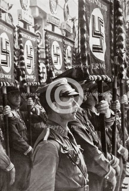 SA stormtroopers on parade, Germany, c1929-1931.  Creator: Unknown.
