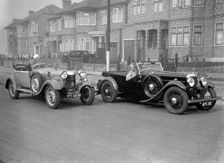 SA Roebuck's AC Open 2-seat tourer and Kitty Brunell's winning AC 4-seater tourer, RAC Rally, 1933. Artist: Bill Brunell