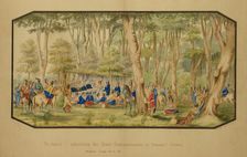 Sa-tan-ti Addressing the Peace Commissioners at Council Grove, Medicine Lodge Creek, 1867. Creator: Hermann Stieffel