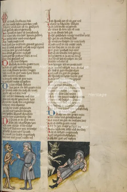 Satan before Job: Satan before the Ill Job; Weltchronik, about 1400-1410. Creator: Unknown.