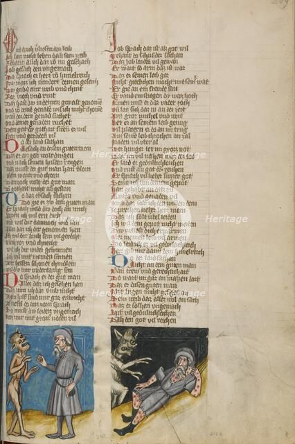 Satan before Job: Satan before the Ill Job; Weltchronik, about 1400-1410. Creator: Unknown.