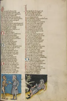 Satan before Job: Satan before the Ill Job; Weltchronik, about 1400-1410. Creator: Unknown