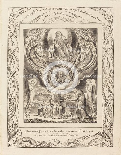 Satan Going Forth from the Presence of the Lord, 1825. Creator: William Blake.