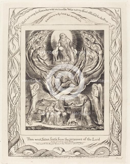 Satan Going Forth from the Presence of the Lord, 1825. Creator: William Blake.