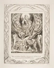 Satan Going Forth from the Presence of the Lord, from Illustrations of the Book of Job, 1825-26. Creator: William Blake