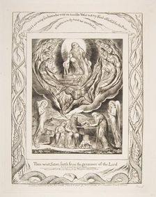 Satan Going Forth from the Presence of the Lord, from Illustrations of the Book of Job, 1825-26. Creator: William Blake