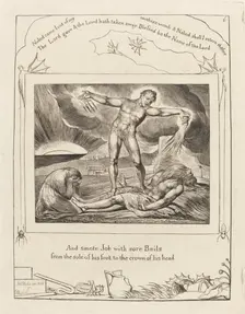 Satan Smiting Job with Boils, 1825. Creator: William Blake