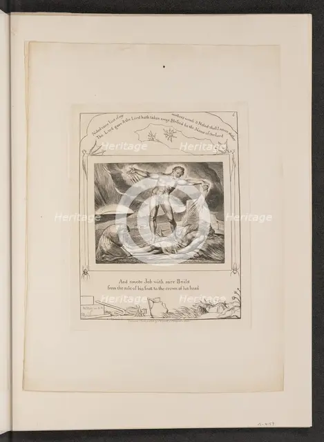 Satan Smiting Job with Boils, 1825. Creator: William Blake.