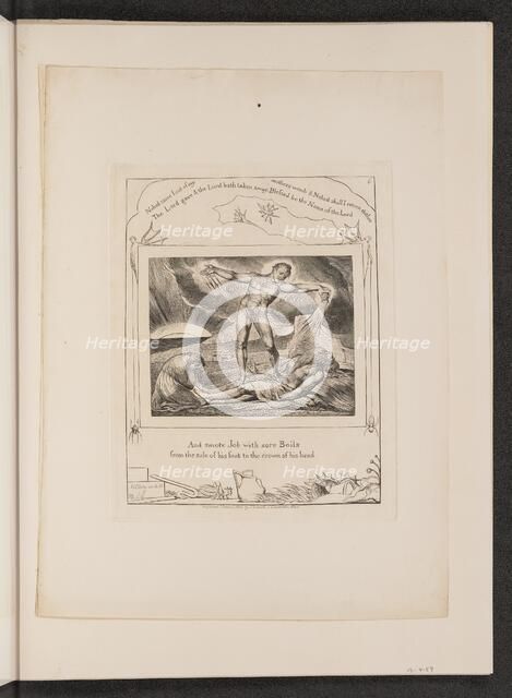 Satan Smiting Job with Boils, 1825. Creator: William Blake.