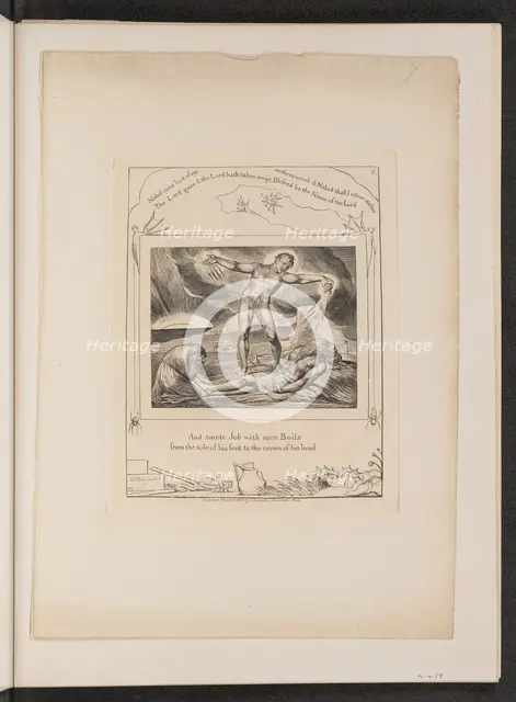 Satan Smiting Job with Boils, 1825. Creator: William Blake.