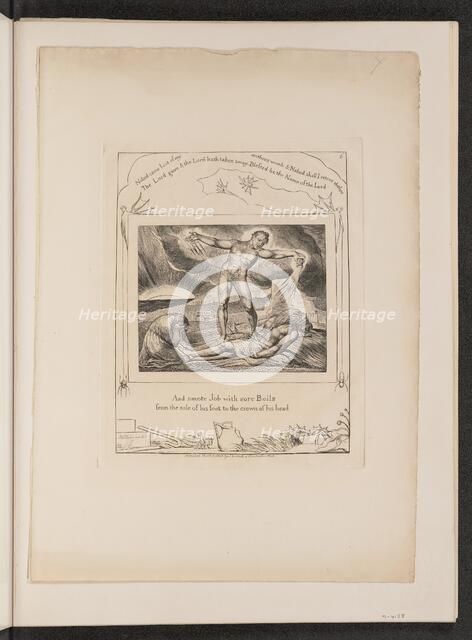 Satan Smiting Job with Boils, 1825. Creator: William Blake.