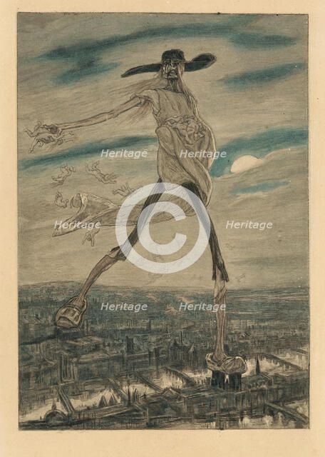 Satan Sowing Seeds (from Les Sataniques), c 1906. Creator: Rops, Félicien (1833-1898).