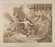 Satan, Sin and Death (Paradise Lost, Book the 2nd), after 1790., after 1790. Creator: Thomas Rowlandson