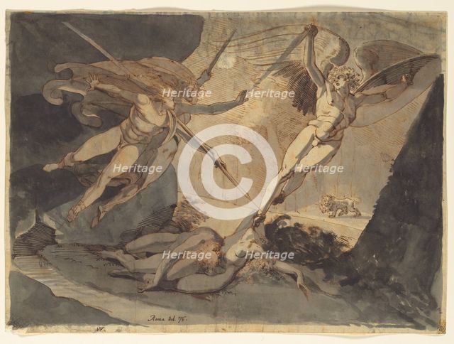 Satan Starts from the Touch of Ithuriel's Spear, 1776. Creator: Henry Fuseli (Swiss, 1741-1825).