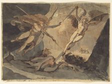Satan Starts from the Touch of Ithuriel's Spear, 1776. Creator: Henry Fuseli (Swiss, 1741-1825)