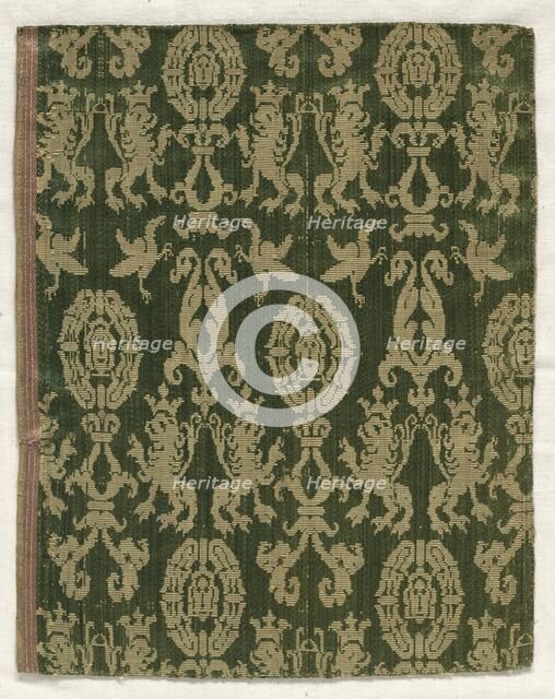 Satin Fragment, 15th-16th century. Creator: Unknown.
