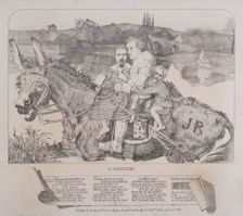 Satire of Millais's Painting -" St. Isumbras at the Ford", c1857. Creator: Frederick Augustus Sandys