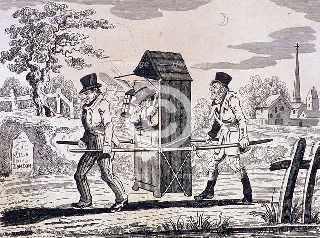 Satire on night watchmen, London, 1825. Artist: Anon