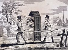 Satire on night watchmen, London, 1825. Artist: Anon