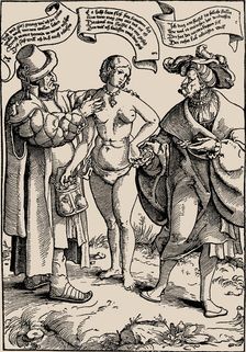 Satire on conjugal fidelity, c.1540. Creator: Vogtherr, Heinrich, the Elder (1490-1556)