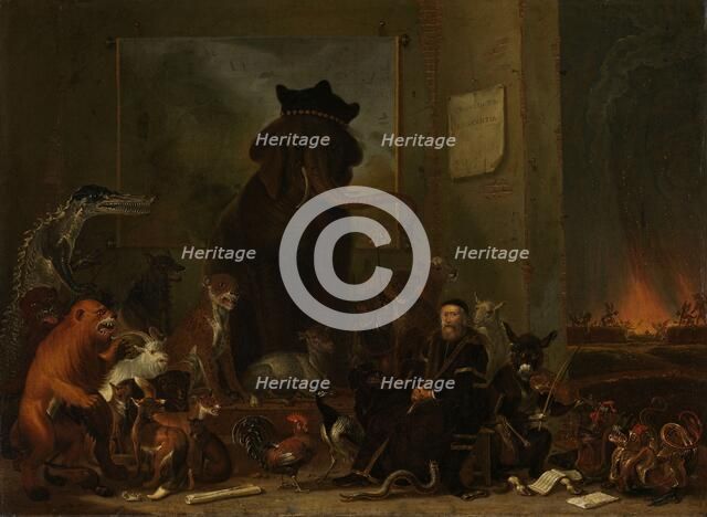 Satire on the trial of Johan van Oldenbarneveldt, 1663. Creator: Cornelis Saftleven.