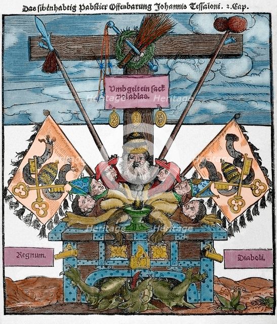 Satire against the sale of indulgences, Protestant Reformation, Germany, 1885.  Creator: Unknown.